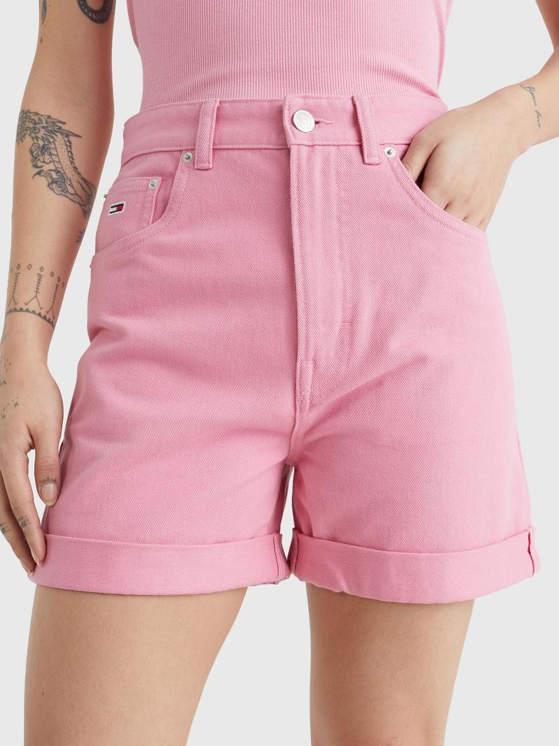 Pink Tommy Hilfiger Skinny Fit Mom Shorts | NZ_W21313