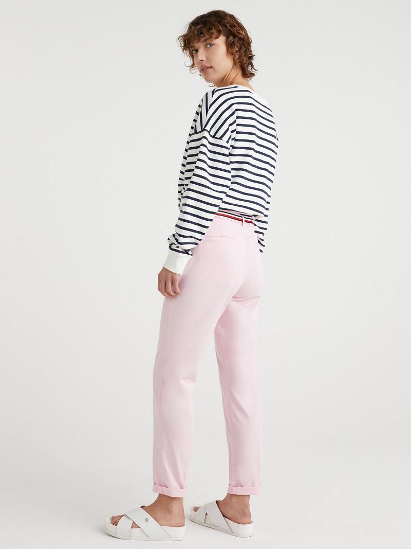 Pink Tommy Hilfiger Slim Fit Mid Rise Chino Pants | NZ_W21253