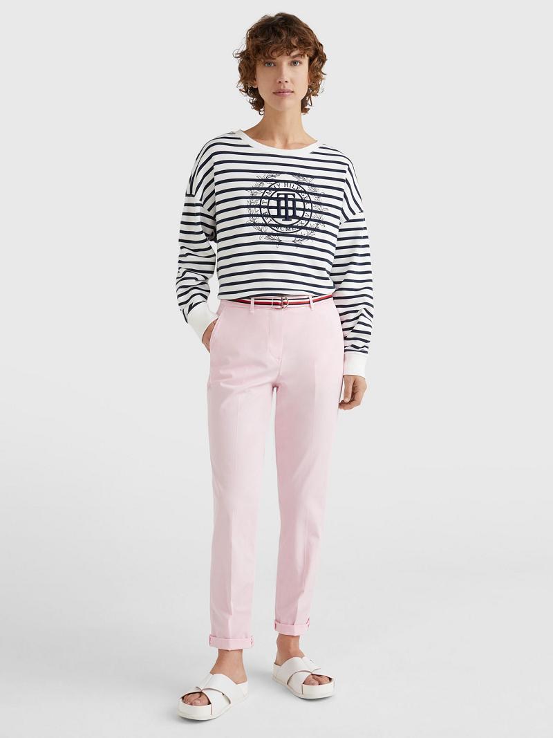 Pink Tommy Hilfiger Slim Fit Mid Rise Chino Pants | NZ_W21253