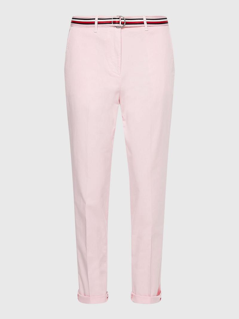 Pink Tommy Hilfiger Slim Fit Mid Rise Chino Pants | NZ_W21253