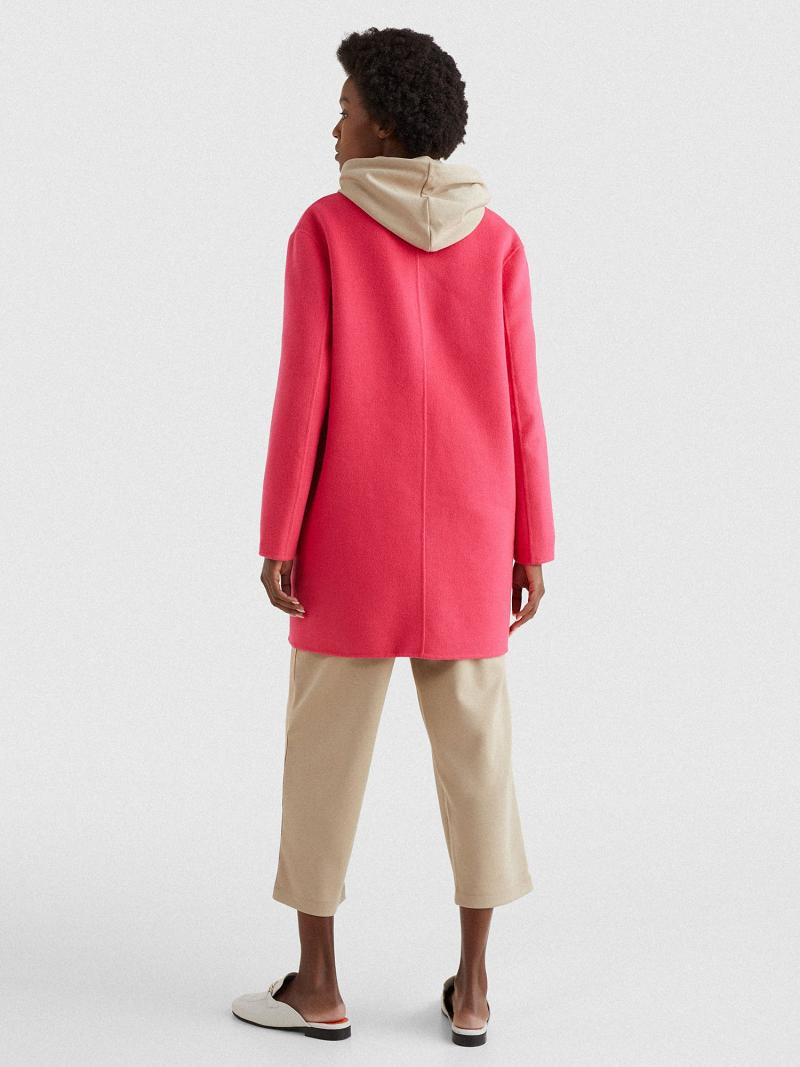 Pink Tommy Hilfiger Solid Overcoat Coats | NZ_W21040