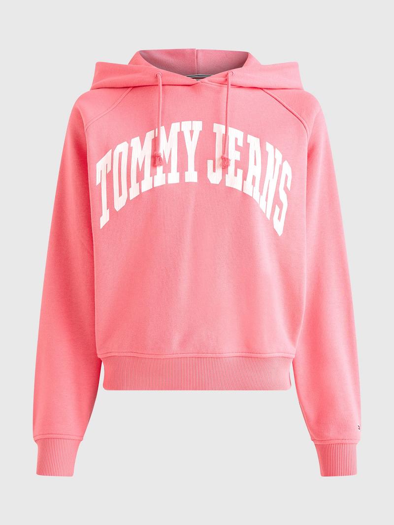 Pink Tommy Hilfiger Tommy Logo Hoodies | NZ_W21166