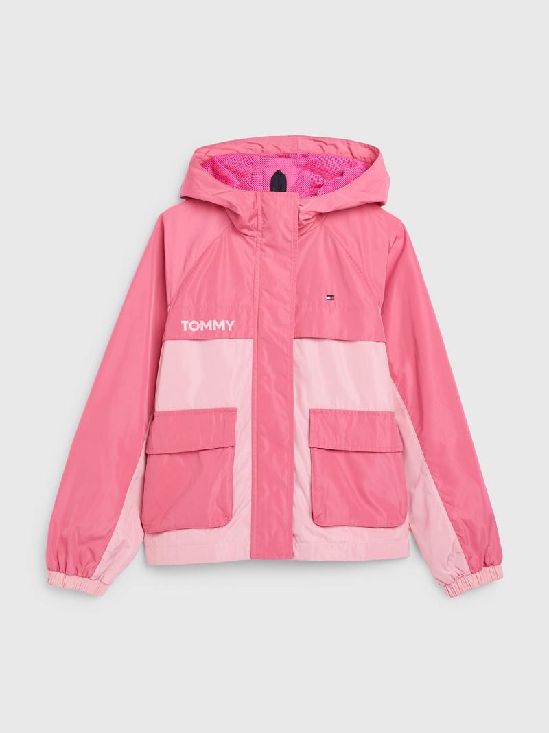 Pink Tommy Hilfiger Two-Tone Windbreaker Jackets | NZ_G1120