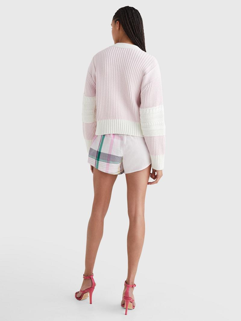 Pink Tommy Hilfiger Varsity Cardigan Sweaters | NZ_W21372