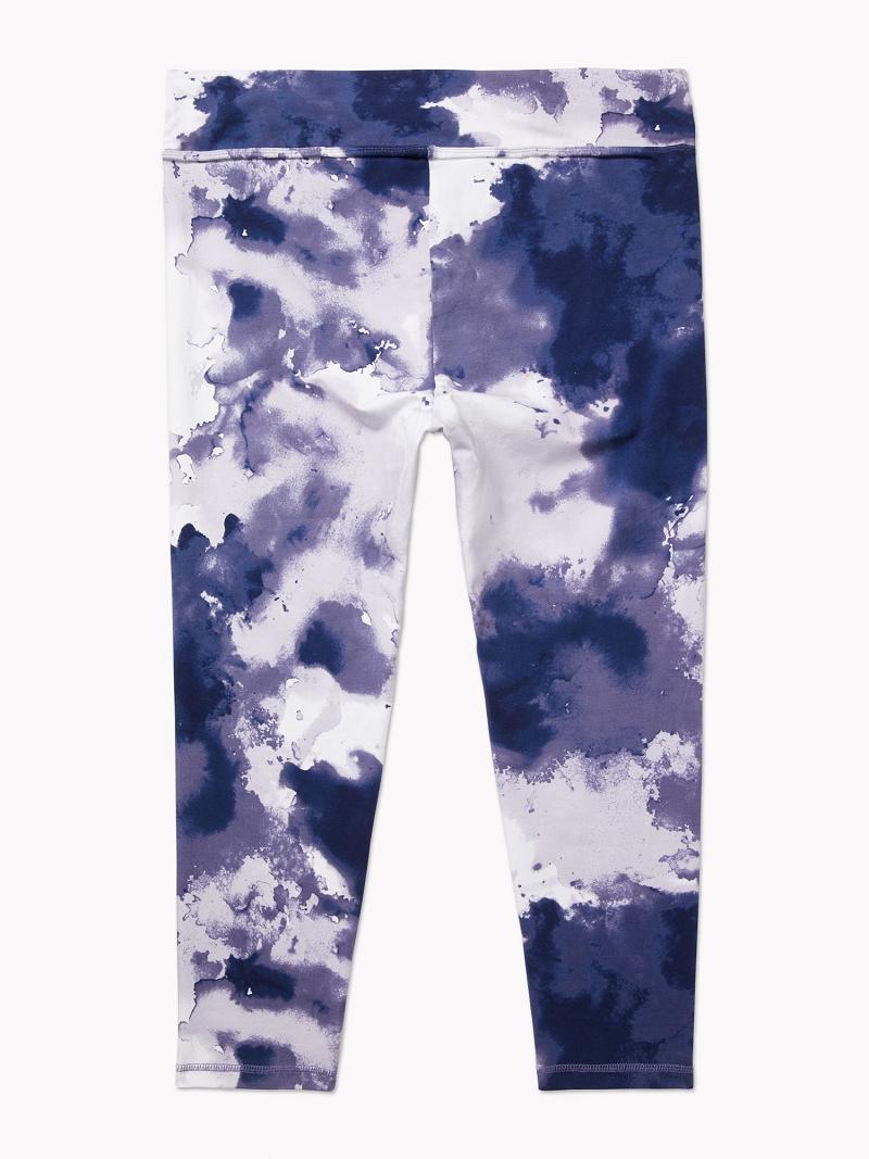 Purple Tommy Hilfiger Essential Curve Watercolor Print Leggings | NZ_W21220