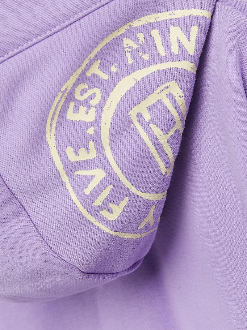 Purple Tommy Hilfiger Organic Cotton Pastel Print Hoodies | NZ_G1100