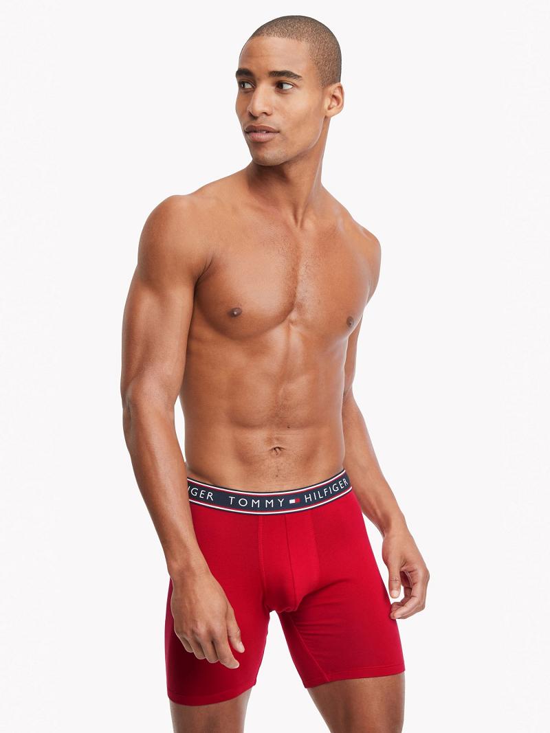 Red / Grey / Navy Tommy Hilfiger Cotton stretch boxer brief 3pk Boxer Briefs | NZ_M31593