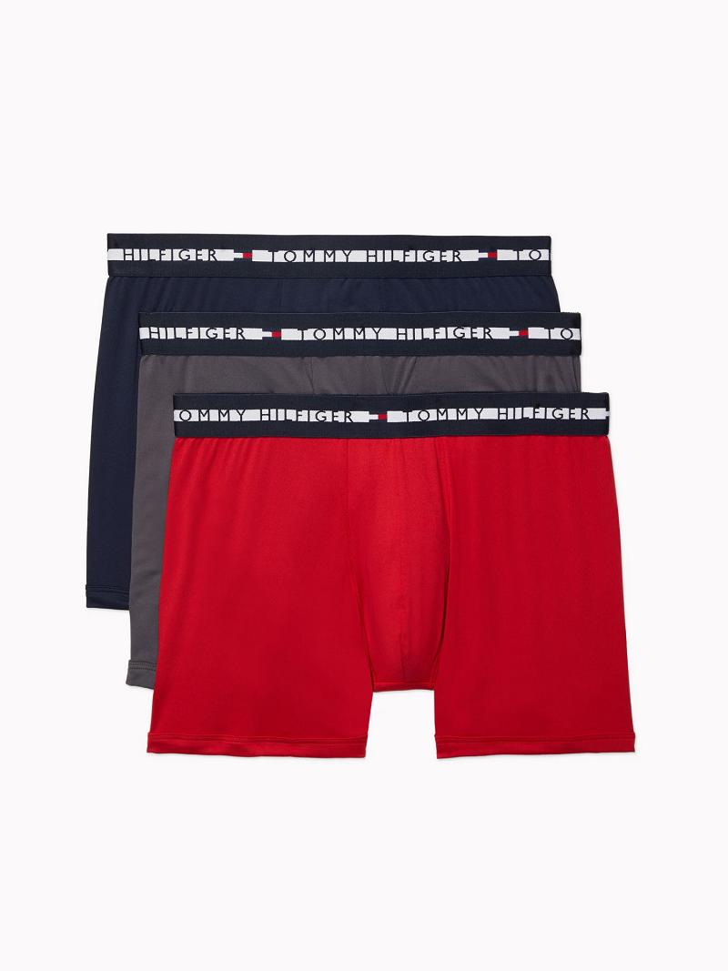 Red / Grey / Navy Tommy Hilfiger Th comfort + trunk 3pk Trunks | NZ_M31530