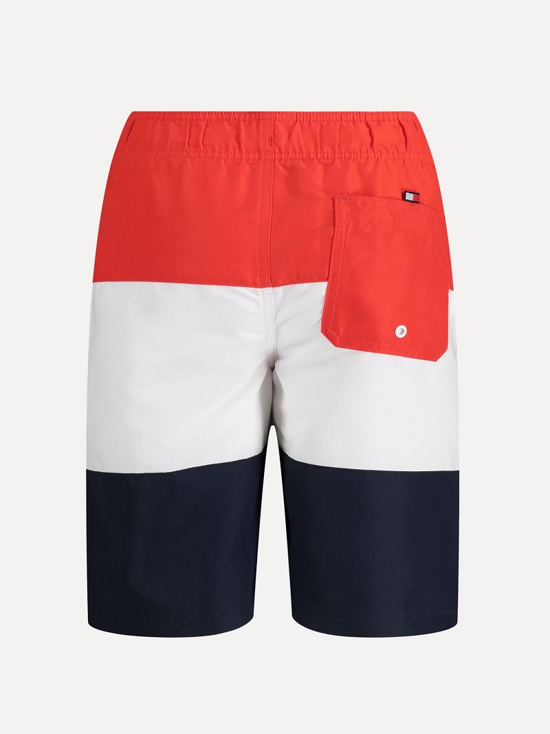 Red Tommy Hilfiger Big Block Stripe Trunk Swimwear | NZ_B2143