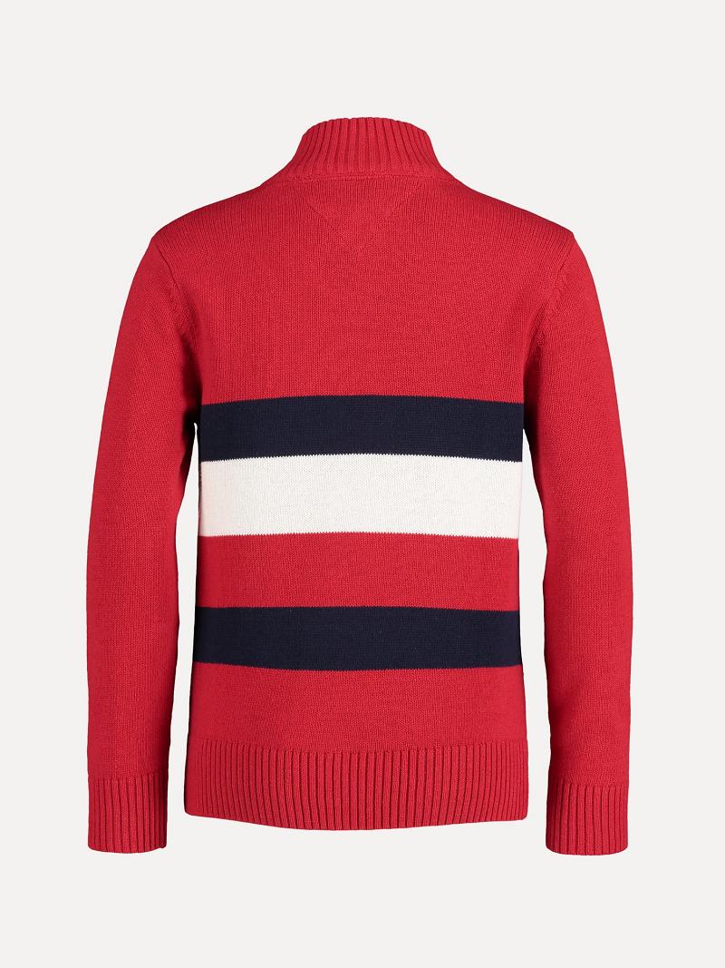 Red Tommy Hilfiger Big Flag Quarter-Zip Sweaters | NZ_B2109