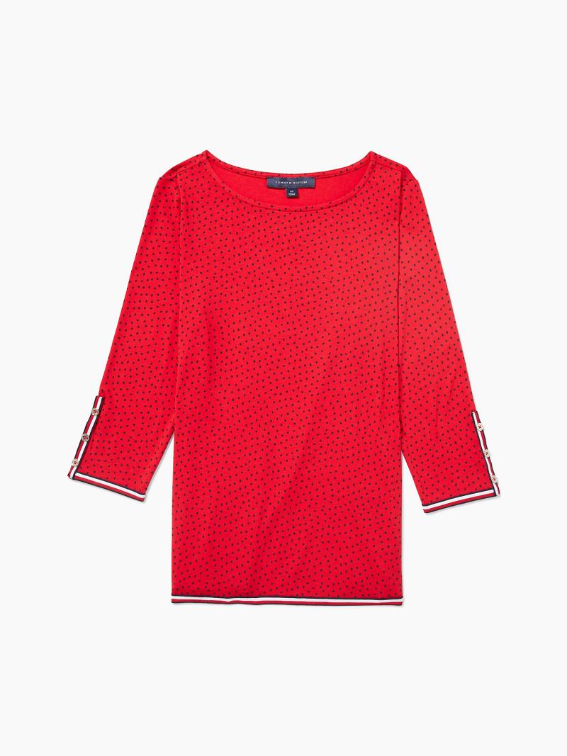 Red Tommy Hilfiger Essential Dot Tunic Tops | NZ_W21494