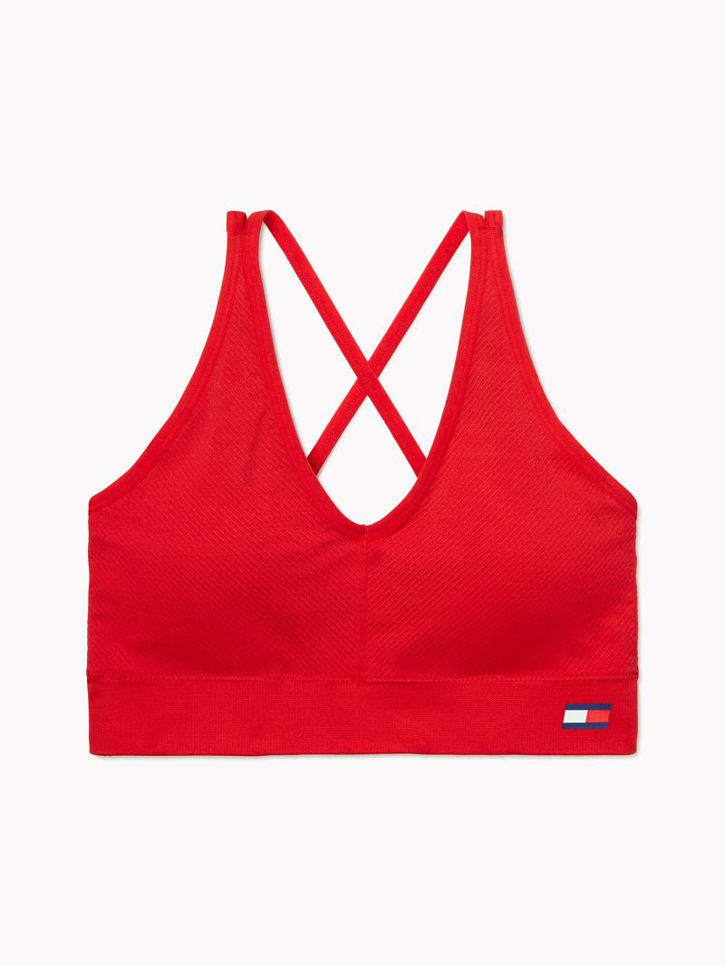 Red Tommy Hilfiger Essential Low-Impact Sports Bras | NZ_W21517