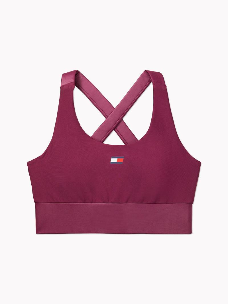 Red Tommy Hilfiger Essential Matte And Shine Sports Bras | NZ_W21518