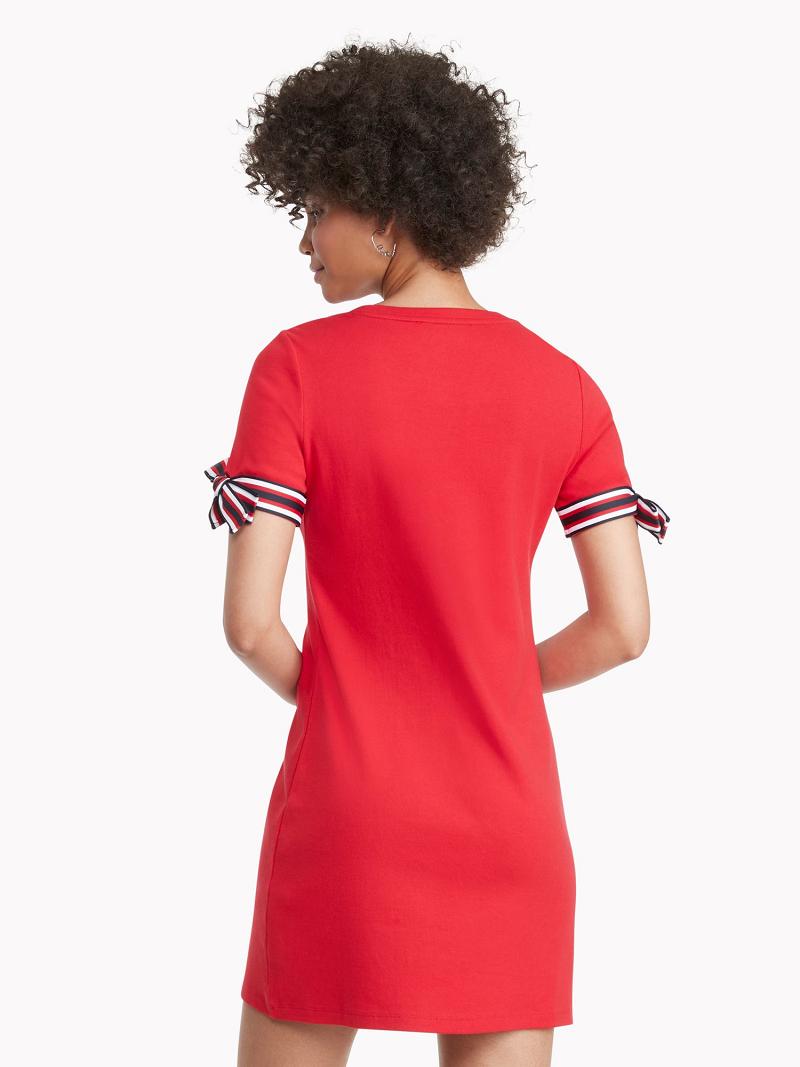 Red Tommy Hilfiger Essential Tie-Sleeve Dresses | NZ_W21080