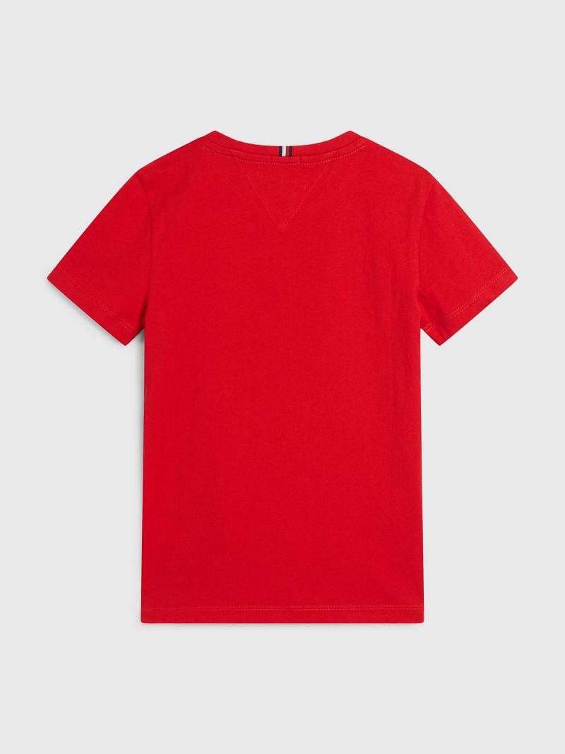 Red Tommy Hilfiger Flag T Shirts | NZ_B2172