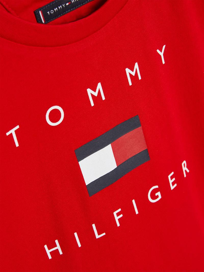 Red Tommy Hilfiger Flag T Shirts | NZ_B2172