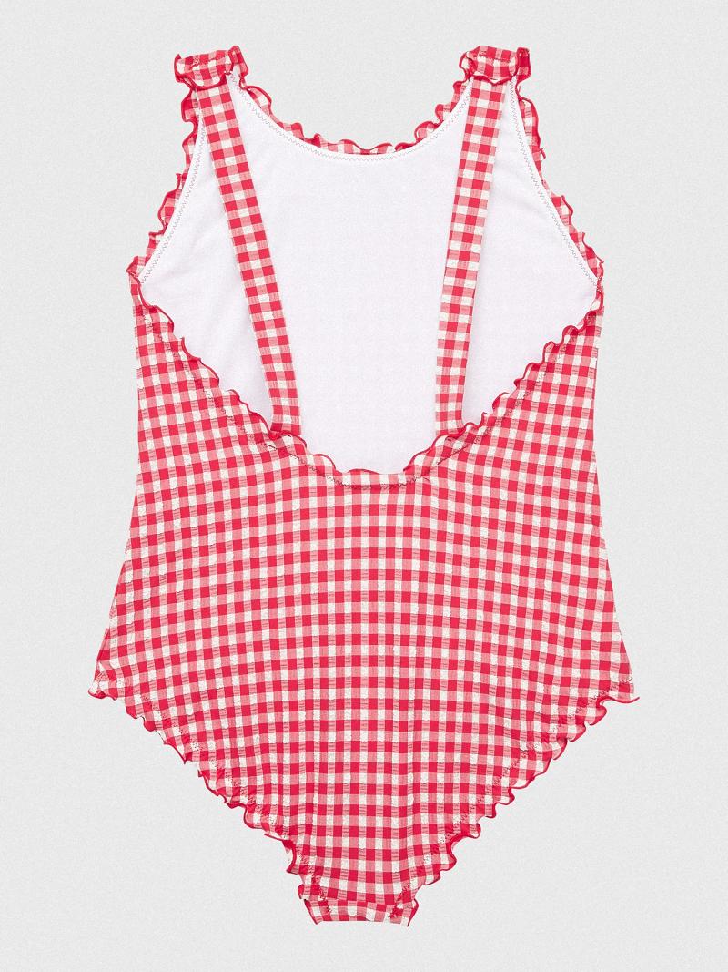 Red Tommy Hilfiger Gingham Swimsuit Swimwear | NZ_G1221