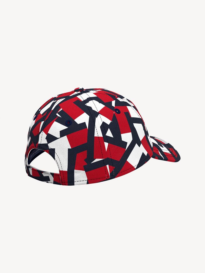 Red Tommy Hilfiger Jigsaw Print Hats | NZ_G1357