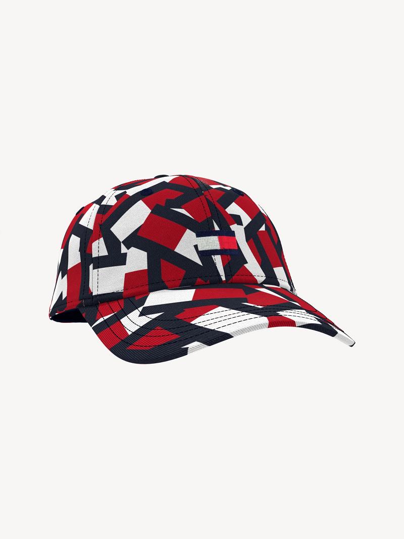 Red Tommy Hilfiger Jigsaw Print Hats | NZ_G1357