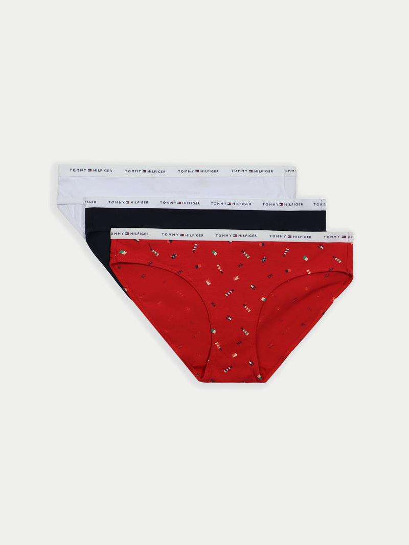 Red Tommy Hilfiger Mix Logo Brief 3PK Bikinis | NZ_W21543