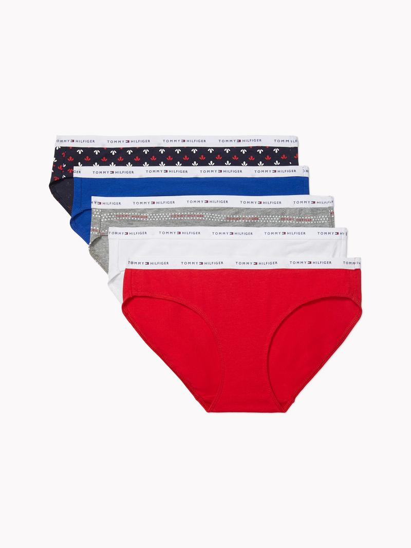 Red Tommy Hilfiger Mix Logo Brief 5PK Bikinis | NZ_W21544