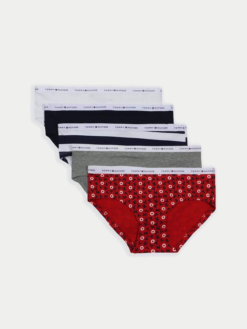 Red Tommy Hilfiger Mix Logo Hipster 5PK Lingerie | NZ_W21558