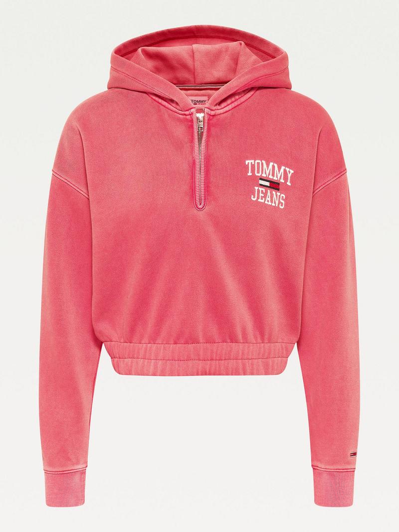 Red Tommy Hilfiger Organic Cotton Collegiate Hoodies | NZ_W21155