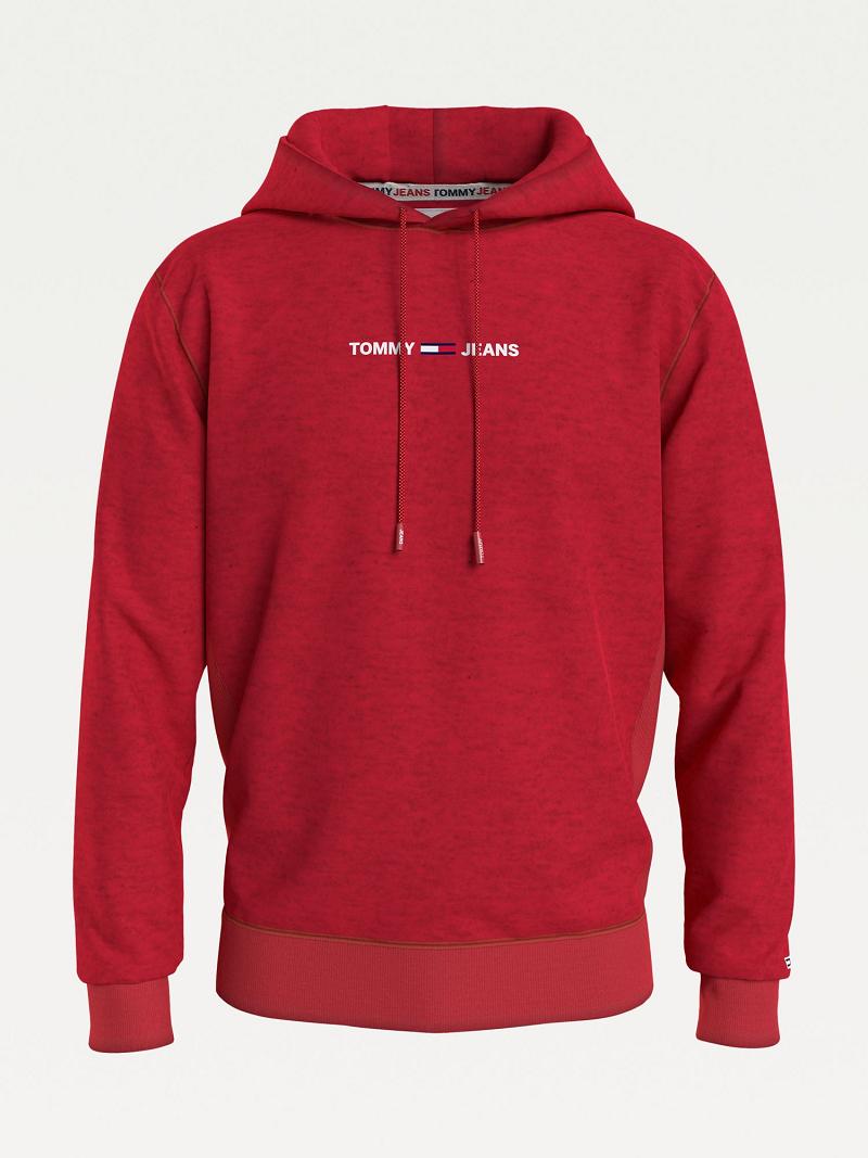 Red Tommy Hilfiger Recycled spacedye logo Hoodies | NZ_M31459