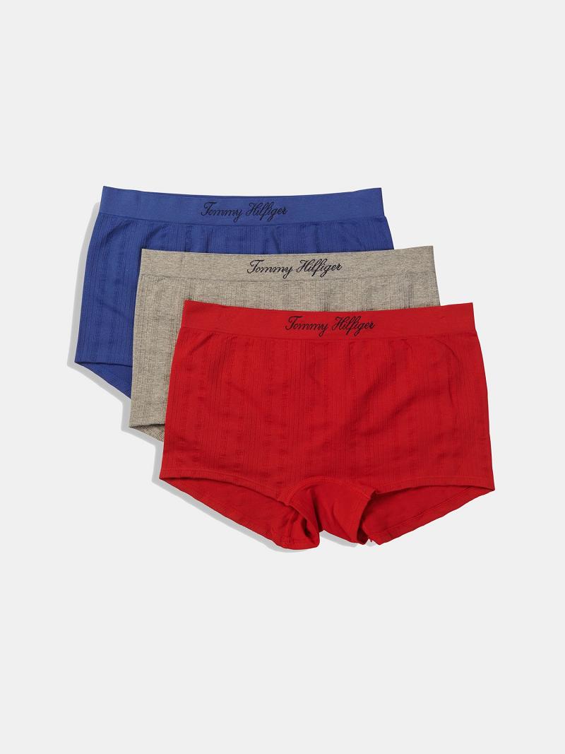 Red Tommy Hilfiger Signature Logo Brief 3PK Bikinis | NZ_W21548