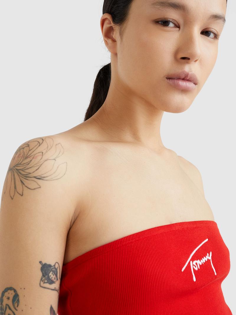 Red Tommy Hilfiger Signature Tube Tops | NZ_W21506