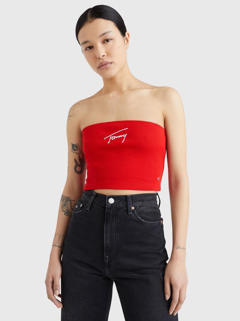 Red Tommy Hilfiger Signature Tube Tops | NZ_W21506