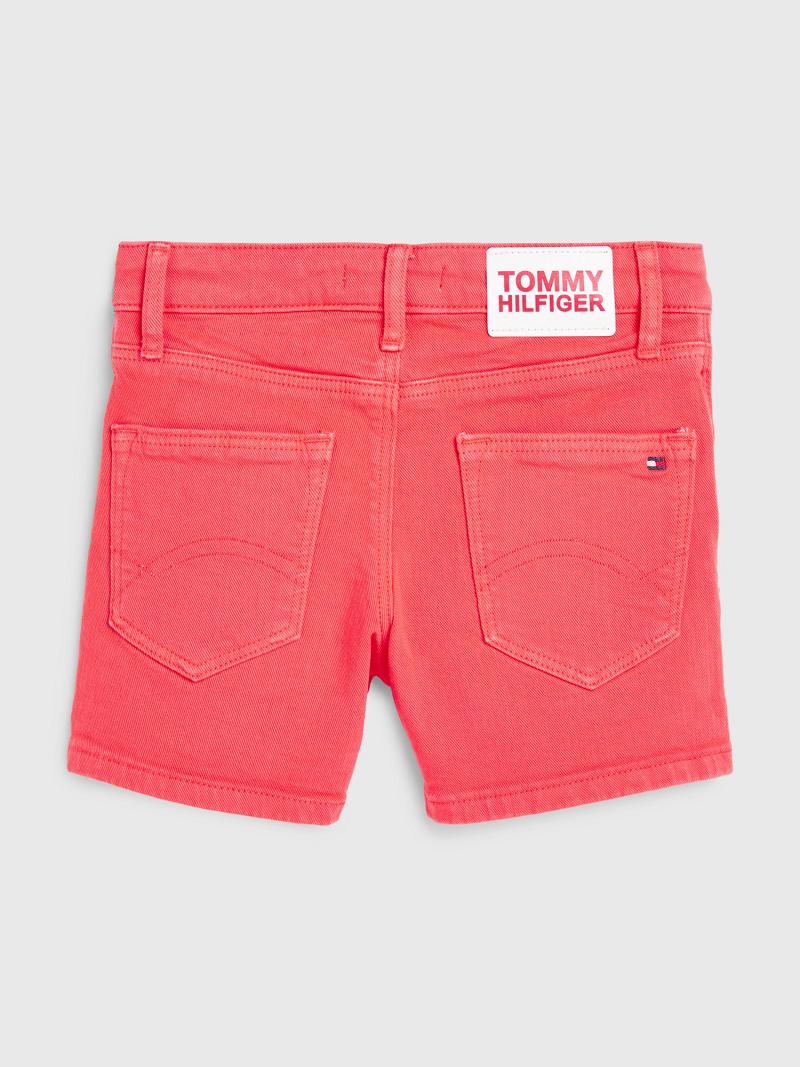 Red Tommy Hilfiger Solid Denim Shorts | NZ_G1162