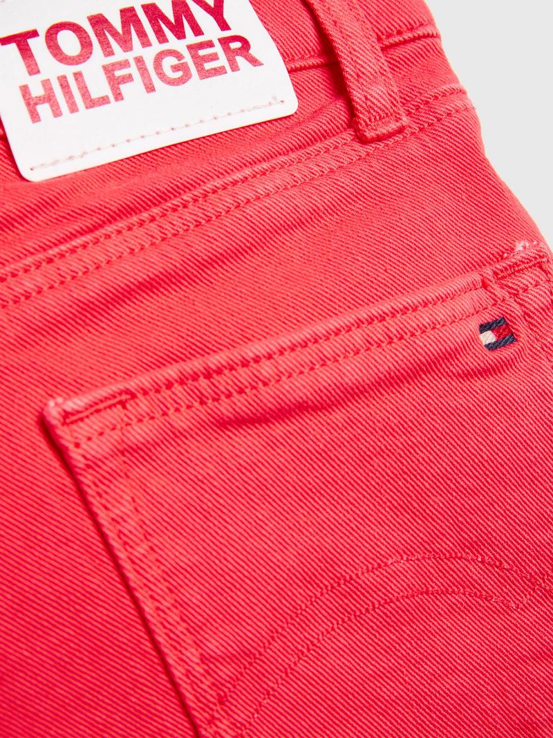 Red Tommy Hilfiger Solid Denim Shorts | NZ_G1162