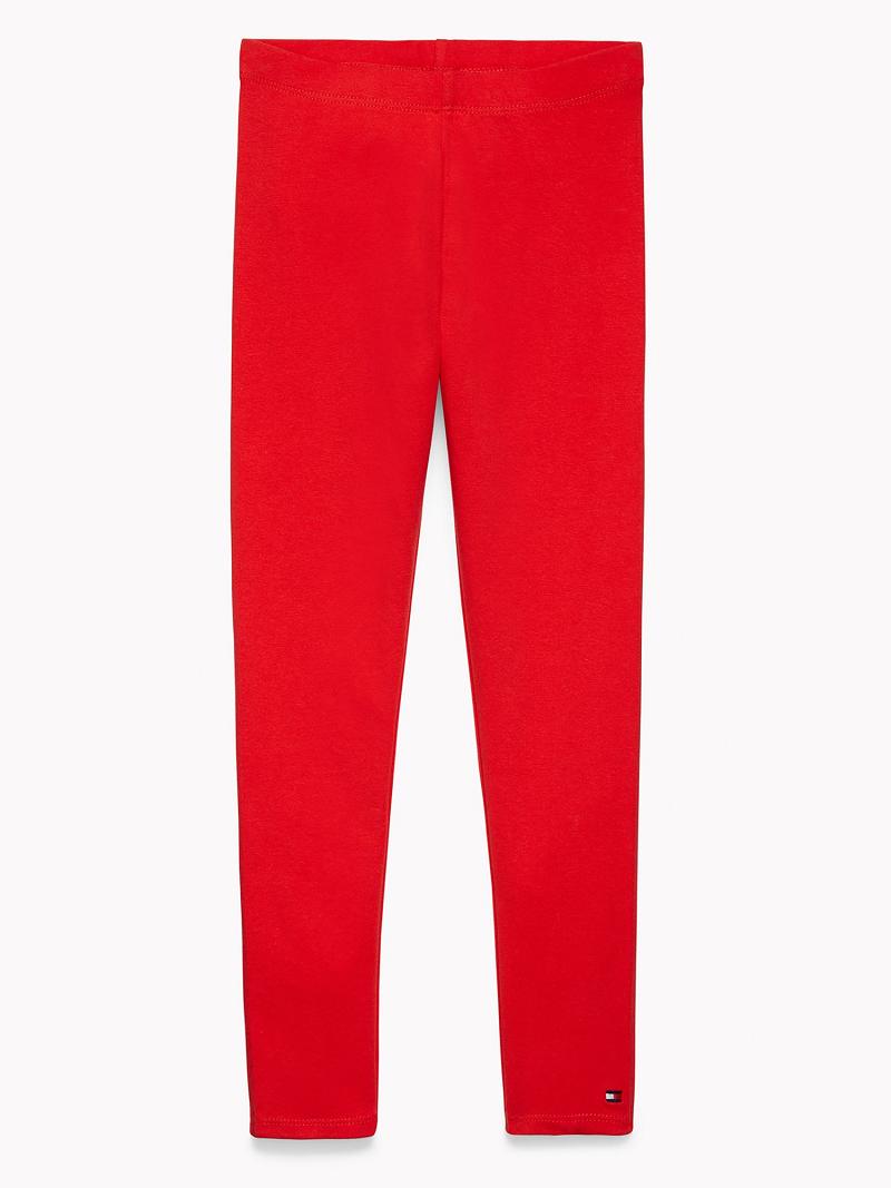 Red Tommy Hilfiger Solid Leggings | NZ_G1144