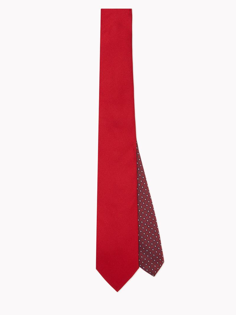 Red Tommy Hilfiger Solid Silk Ties | NZ_M31810