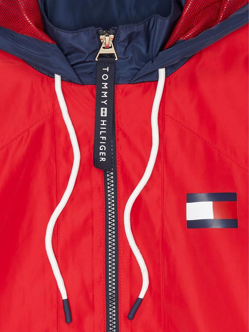 Red Tommy Hilfiger Sport Flag Windbreaker Coats | NZ_W21041