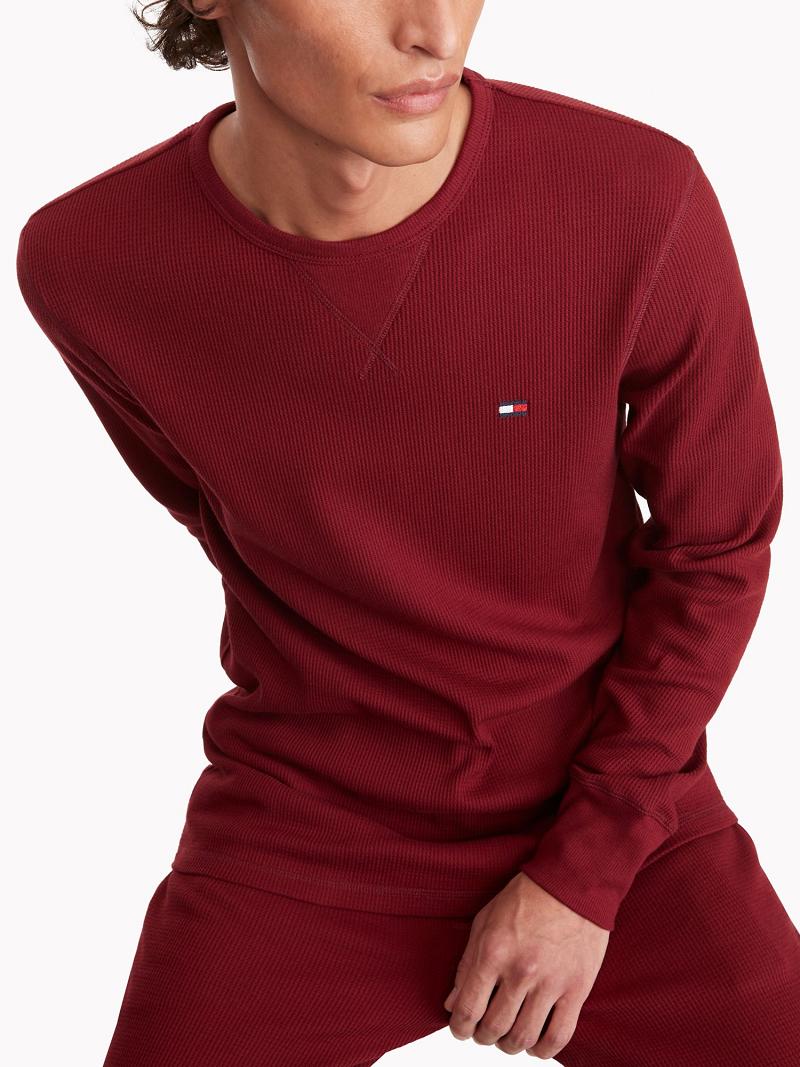 Red Tommy Hilfiger Thermal crewneck T Shirts | NZ_M31079