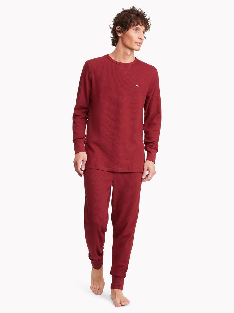 Red Tommy Hilfiger Thermal crewneck T Shirts | NZ_M31079