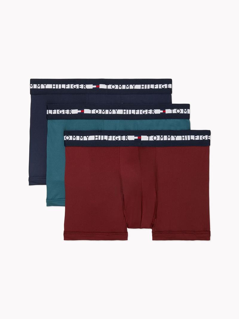 Red / Turquoise / Navy Blue Tommy Hilfiger Th comfort + trunk 3pk Trunks | NZ_M31532