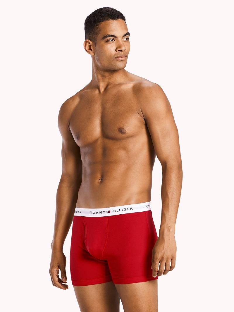 Red / White / Navy Tommy Hilfiger Classic cotton boxer brief 3pk Boxer Briefs | NZ_M31577