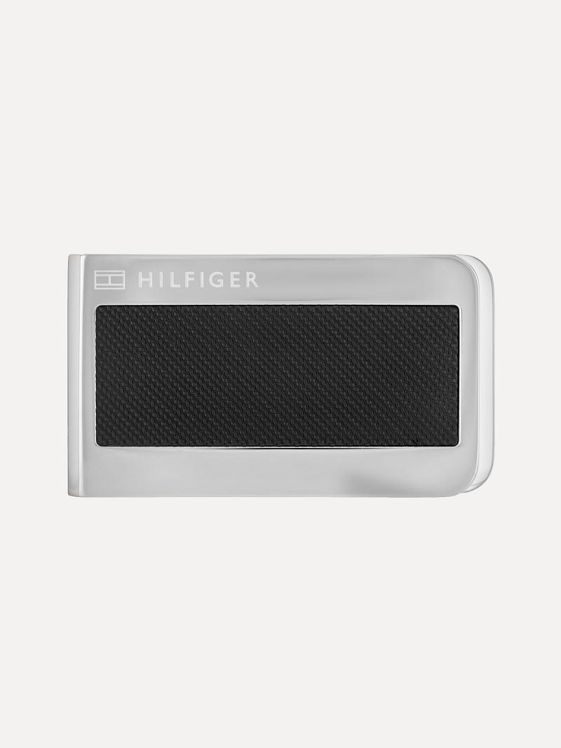 Silver / Black Tommy Hilfiger Textured Accent Money Clip Bags | NZ_M31707