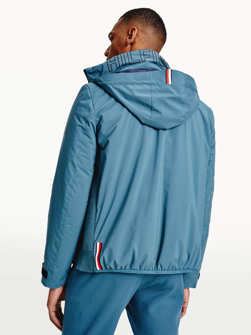 Turquoise Tommy Hilfiger Recycled hooded Jackets | NZ_M31414