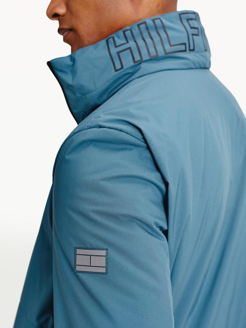 Turquoise Tommy Hilfiger Recycled hooded Jackets | NZ_M31414