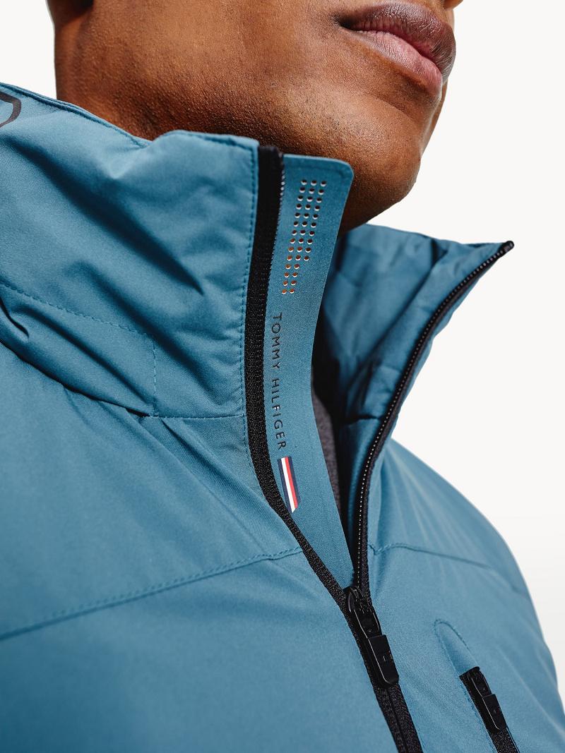 Turquoise Tommy Hilfiger Recycled hooded Jackets | NZ_M31414