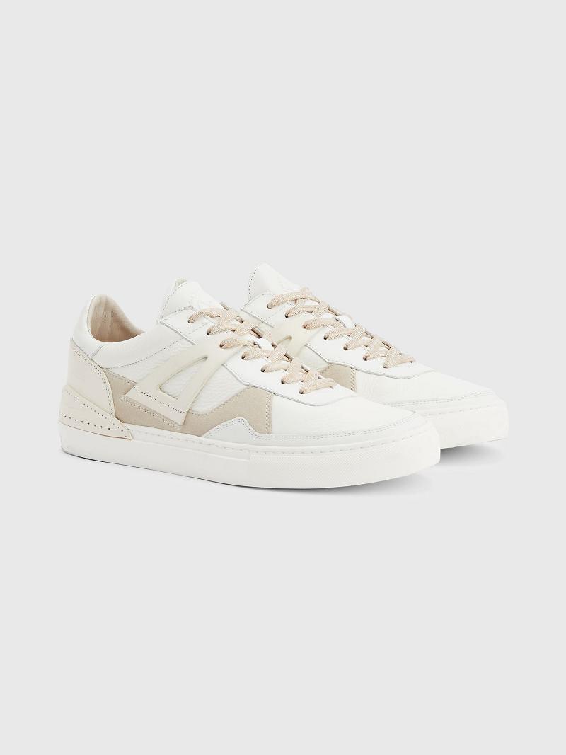 White / Beige Tommy Hilfiger Leather court Sneakers | NZ_M31621