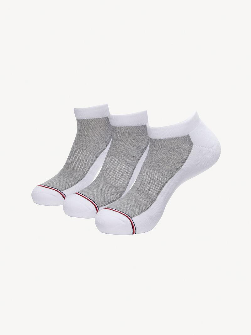 White / Grey Tommy Hilfiger Ankle 3PK Socks | NZ_M31744