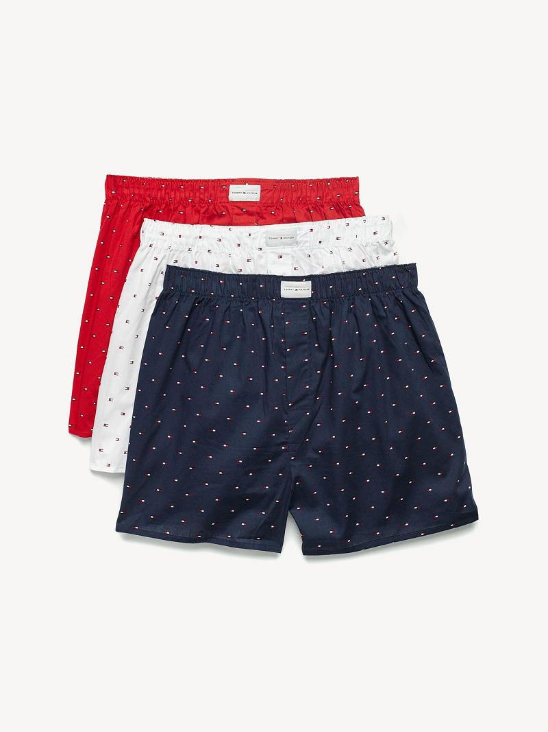 White / Navy / Red Tommy Hilfiger Cotton classics woven boxer 3pk Boxers | NZ_M31560