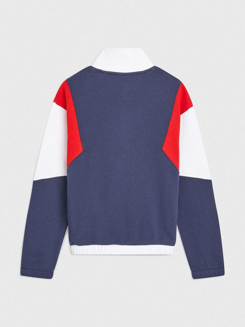 White / Navy Tommy Hilfiger Half-Zip Sweatshirts | NZ_G1198