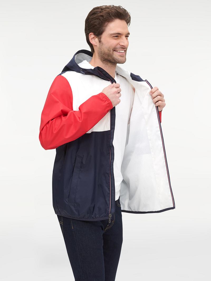 White / Red / Navy Tommy Hilfiger Essential colorblock windbreaker Jackets | NZ_M31400