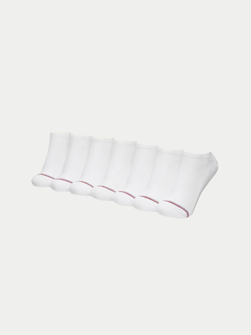 White Tommy Hilfiger Ankle 7PK Socks | NZ_B2283